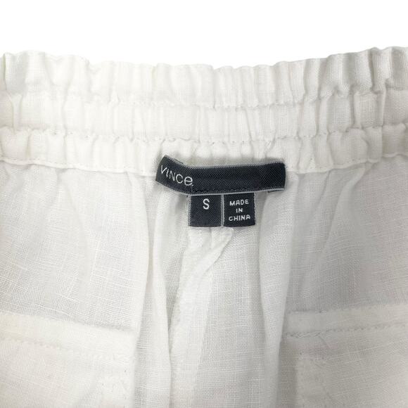 VINCE Womens Small Mid Rise Drawstring Straight Leg White Linen Pants - Picture 6 of 7